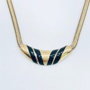 Rare 1980s AVON Crescent Necklace - 16 inch Avon chain - Gold and Black Necklace